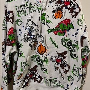 Space Jam Vintage Sweatshirt Bugs Bunny Taz, Black Green, Size M